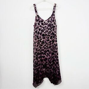 Soma Purple Black Ombre Leopard Print Asymmetrical Hem Tank Slip Dress